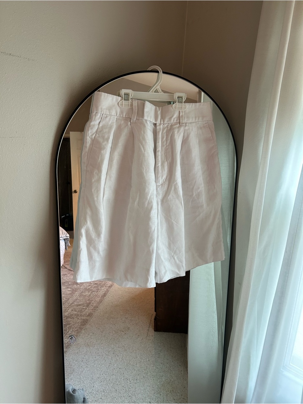 Banana Republic High-Rise White Linen Blend Shorts-
